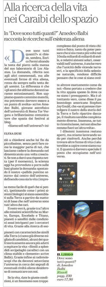 La recensione di «Dove sono tutti quanti?» apparsa la scorsa settimana nelle pagine culturali di Repubblica