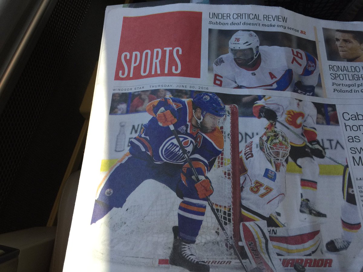 whereschicorob's tweet photo. You know what country your in when sports page leads with hockey news. @buttehumane #PitchForPaws https://t.co/4rO3HwPXU8