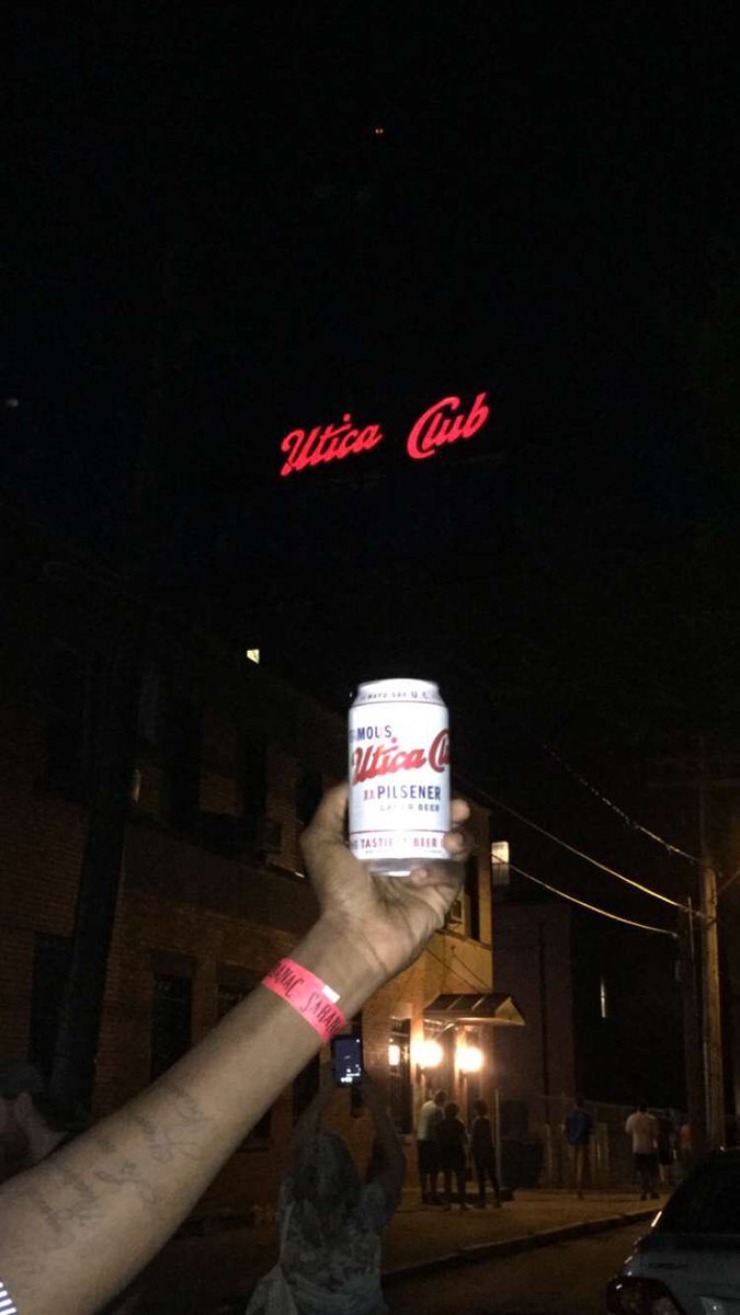 SaranacBrewery's tweet photo. Cheers to everyone that joined us for last night's sign lighting! #LightTheSign #UCforMe https://t.co/h3UBErD1Xk