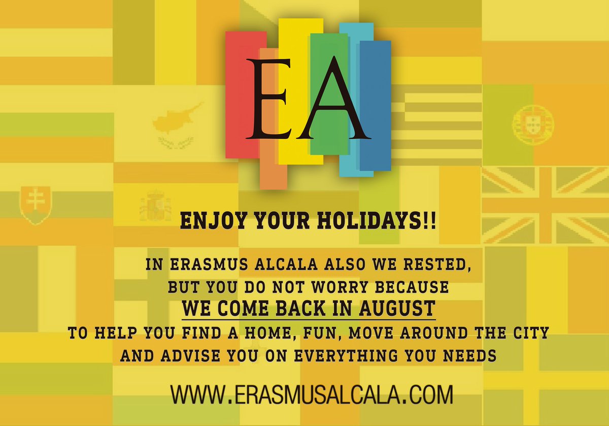 Erasmus_Alcala's tweet photo. 👉 In Erasmus Alcala also we rested, but you do not worry because we come back in august: https://t.co/j569kBUWgs 👍 https://t.co/c66MggWv2B