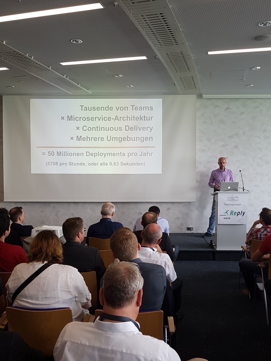 cloudticker's tweet photo. Continueous Delivery bei Amazon: alle 0,63sec ein Deployment #AWSSummit https://t.co/atxGgOfL7K