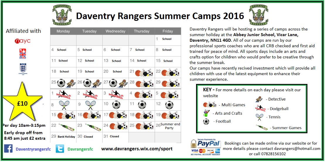davrangersfc's tweet photo. 27 days of sport and creative this summer @ Abbey School, Daventry @DaventryDC @DxGusher @Daventry_TC @chhcalling https://t.co/ewCoNrEgxJ