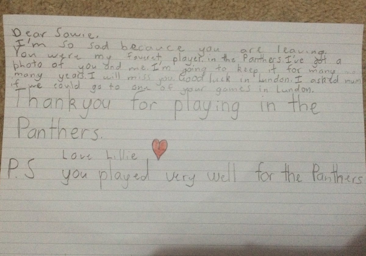 nathan_kentwell's tweet photo. Written to @sowwowofficial from our 8 yr old daughter. U will be missed. #JamieSoward #penrithpanthers #NRL https://t.co/fAuHjvWzf9