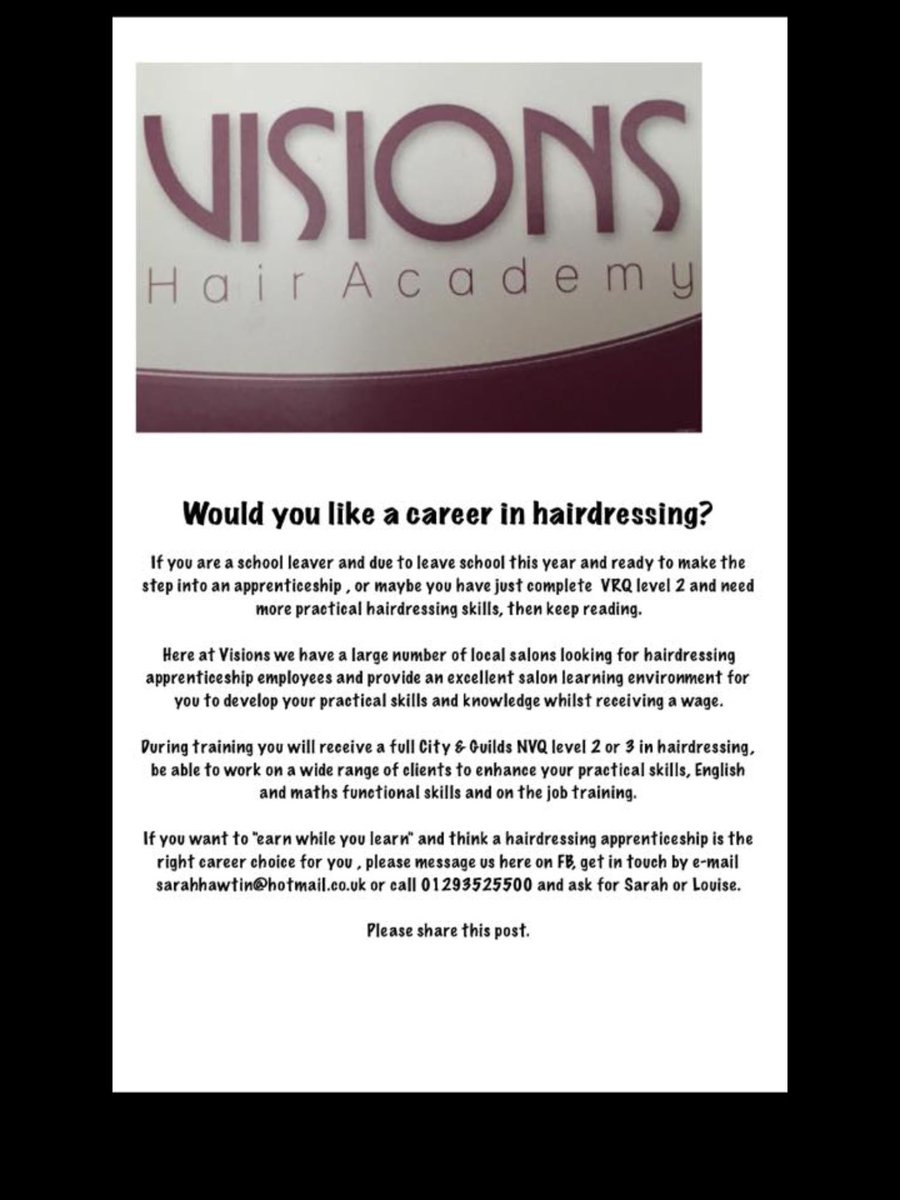 TopsyTurvysalon's tweet photo. Interested in a hairdressing career??
#topsyturvy #hair #hairdressing #career #job #apprenticeships https://t.co/T0lmnj88Yj