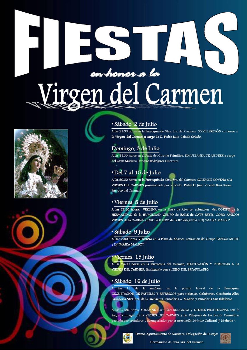 ParroquiaElCarm's tweet photo. A las puertas de que comienzen las fiestas Carmelitanas os recordamos todas las actividades y novena que tendremos https://t.co/5EGHkgqJbJ