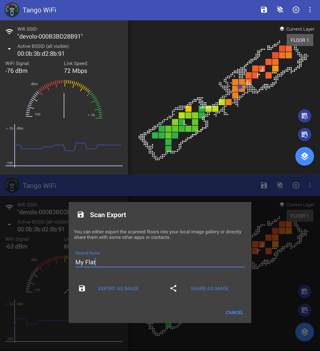 stetro's tweet photo. Next release of my @projecttango app TangoWiFi let you draw a floor plan and distinguish between BSSIDs #mytangoidea https://t.co/43UJJgcqbV