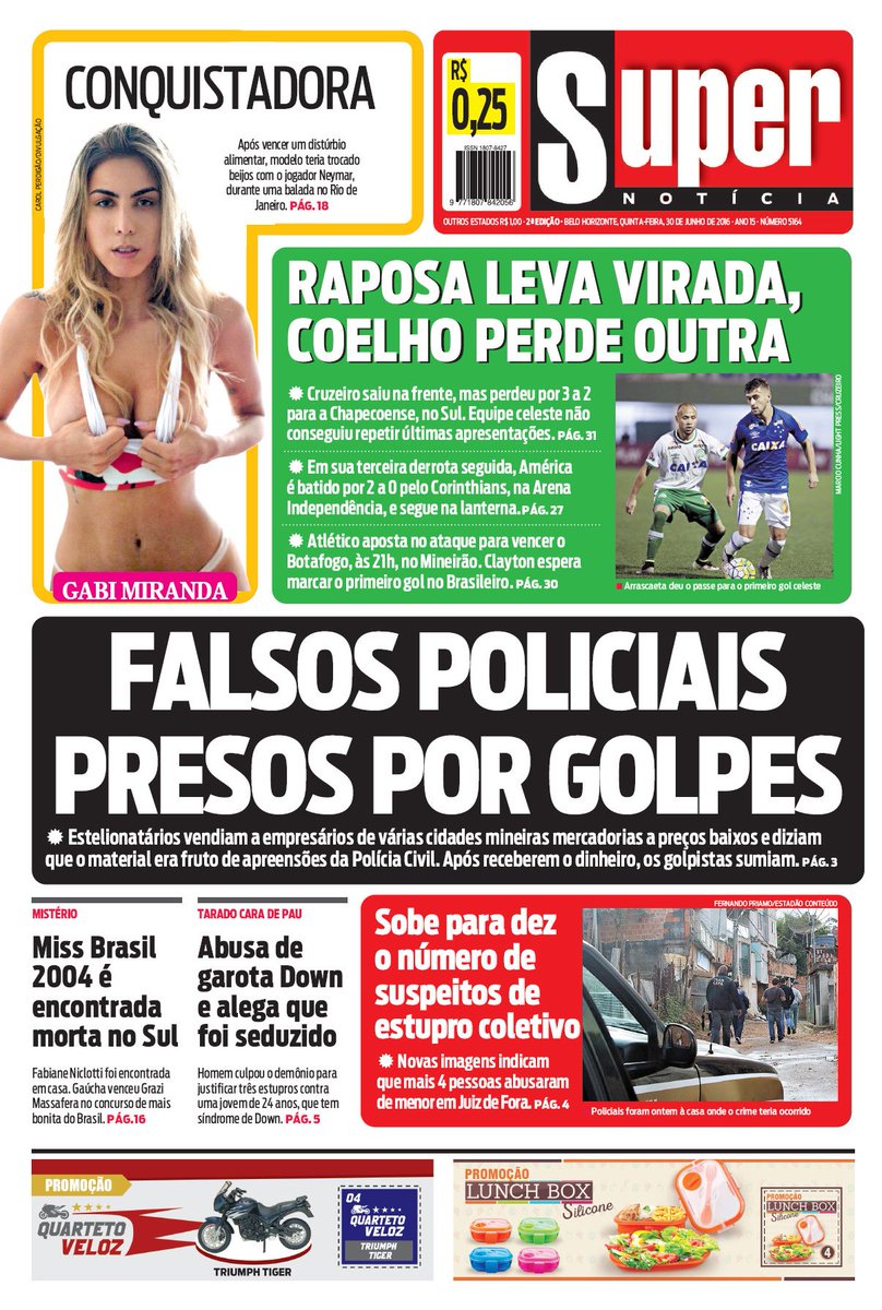 Bom Dia Esta é A Capa Do Jornal Super NotÍcia Desta