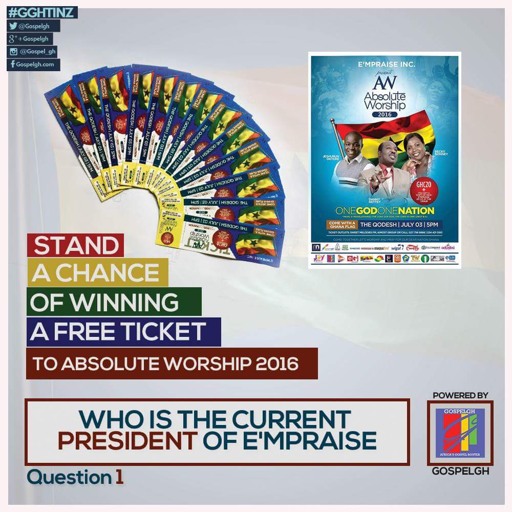 GospelGh's tweet photo. Who is the Current President for EmPraise?
#gghTicketPromo is back again..
YES!! IT'S TRUE NO YAWA..
#GospelGh https://t.co/FbSJdkZBGz