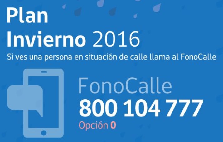 Llama gratis #FonoCalle 800104777 opción 0 de @dsocial_gob. Albergues habilitados en todo el país #PlanInvierno