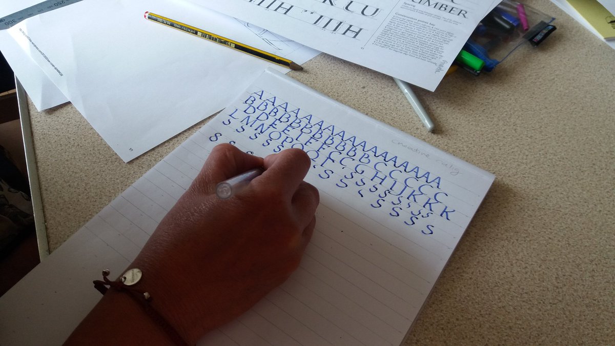 CreativeCallig's tweet image. Another productive morning at my latest @Cultural_Spring #calligraphy workshop. #capitals #pangrams