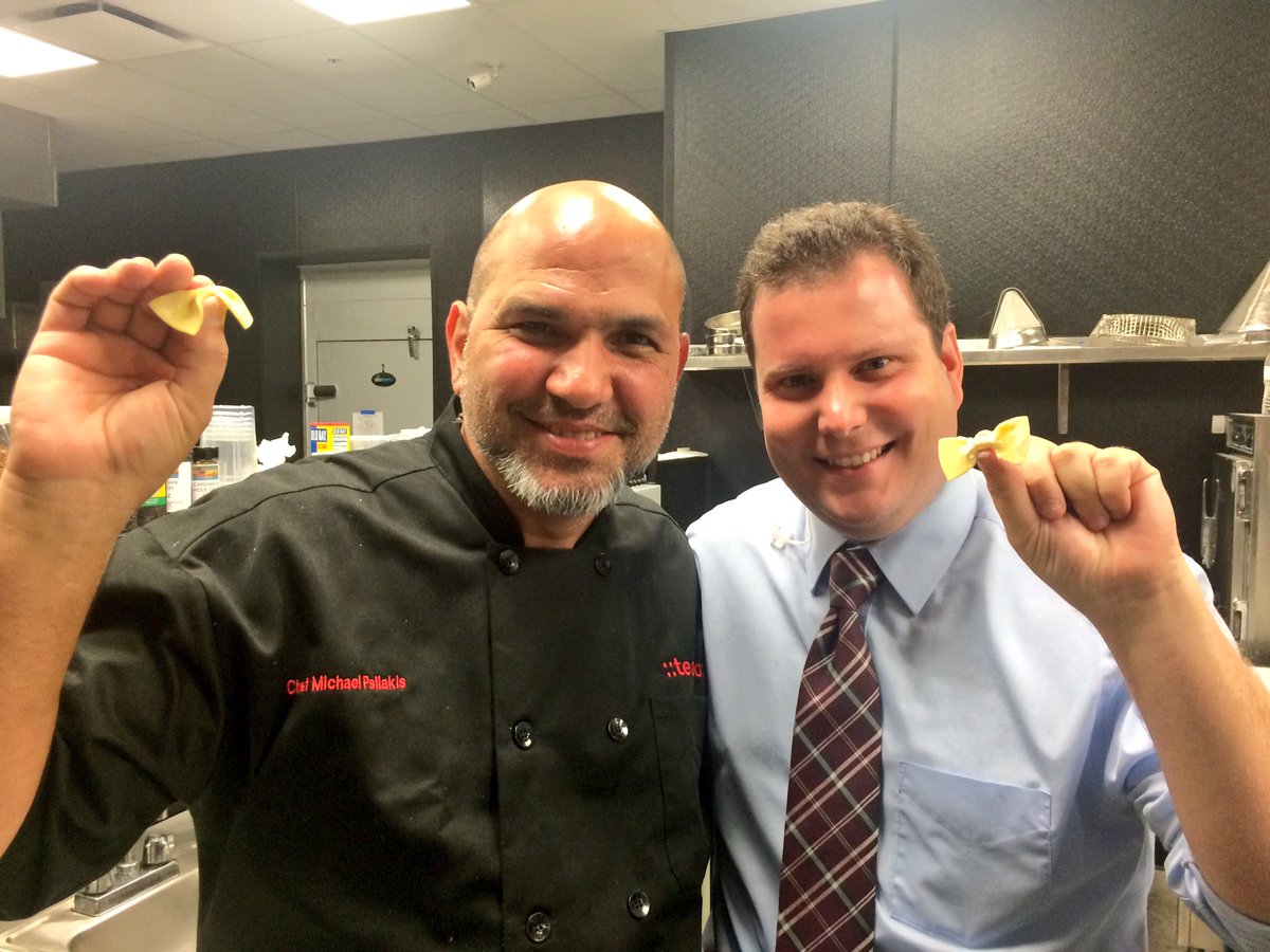 JohnTrierweiler's tweet image. We're helping open the brand new @swfltheater with Michelin Star Chef @MPsilakis who taught us pasta making!