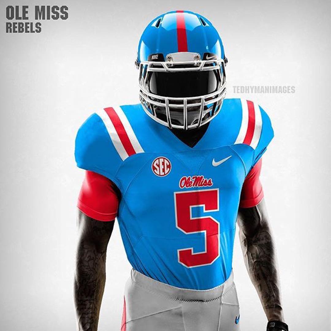 RebelNationMag's tweet photo. @OleMissCheer @Rebelettes if @OleMissFB does this can we expect something from you guys too? #PowderBlue #WouldBCool https://t.co/cz4upyqlp7