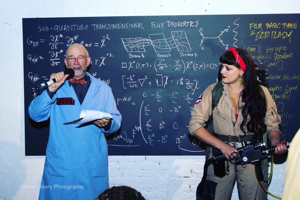 LunaxMars's tweet photo. That time I helped with a lecture on the physics of a Proton Pack.🚫👻 Photo by Garrett Geary #ghostbusters #bbqfilms https://t.co/6SGGVLA9W7