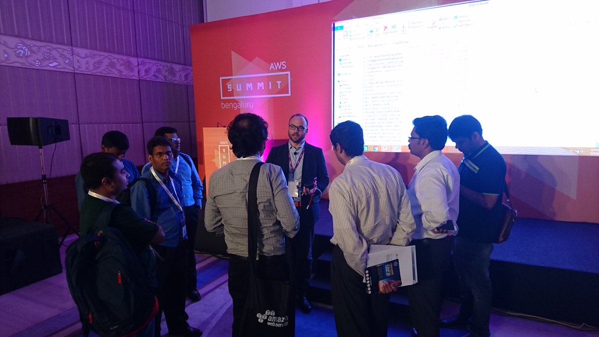 Lots of bangalore cloud devs interested in #IOT at #AWSSummit. <a href="/timotheecruse/">Tim Cr</a> taking questions after the big preso