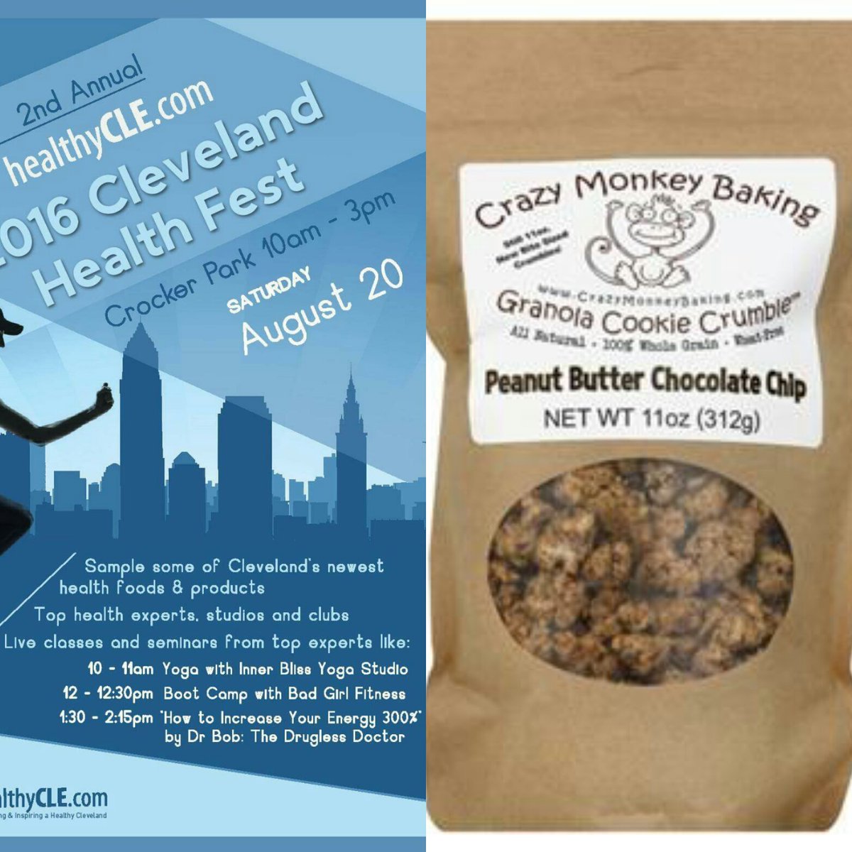 healthy_CLE's tweet photo. Come get some free samples of the best  granola(Cleveland made)around at our health fest August 20th @ Crocker Park https://t.co/a4lWsxSdB6
