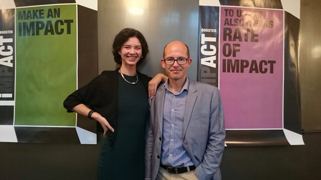 <a href="/MarjolijnSoelak/">Marjolijn Soelaksana</a> and <a href="/jjverboom/">Jaap-Jan Verboom</a> <a href="/iccotweet/">ICCO Part of Cordaid</a>  #demodayIB <a href="/ImpactBooster/">Impact Booster</a> #NewWorldCampus