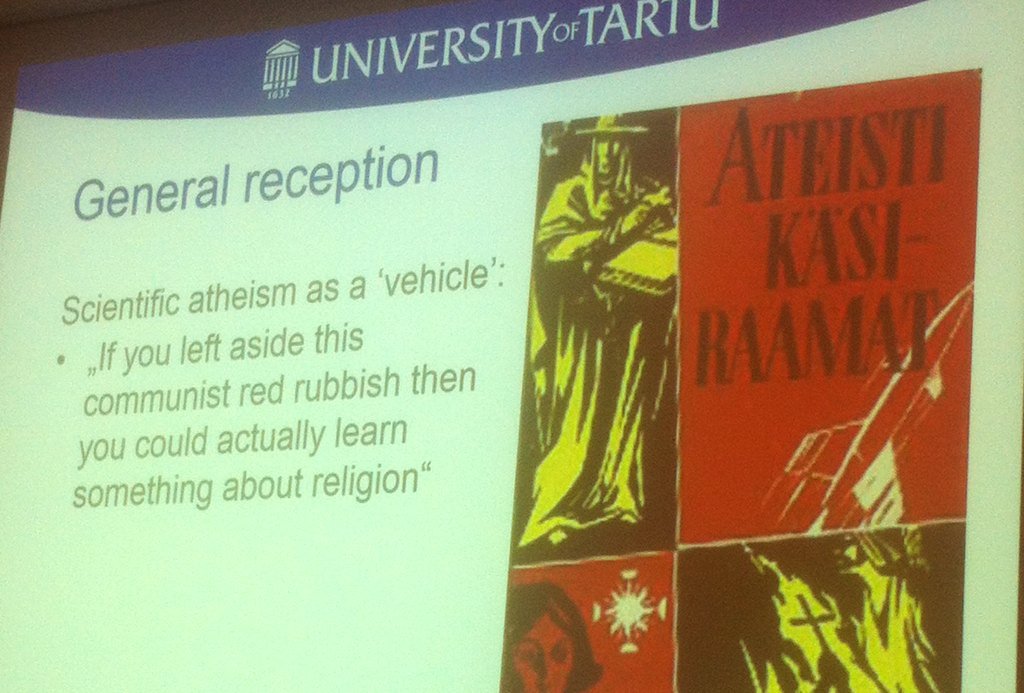 LariLaunonen's tweet photo. Intriguing lecture on 'scientific #atheism ' in Soviet #Estonia in #easr2016 https://t.co/IIXRqMWYyj