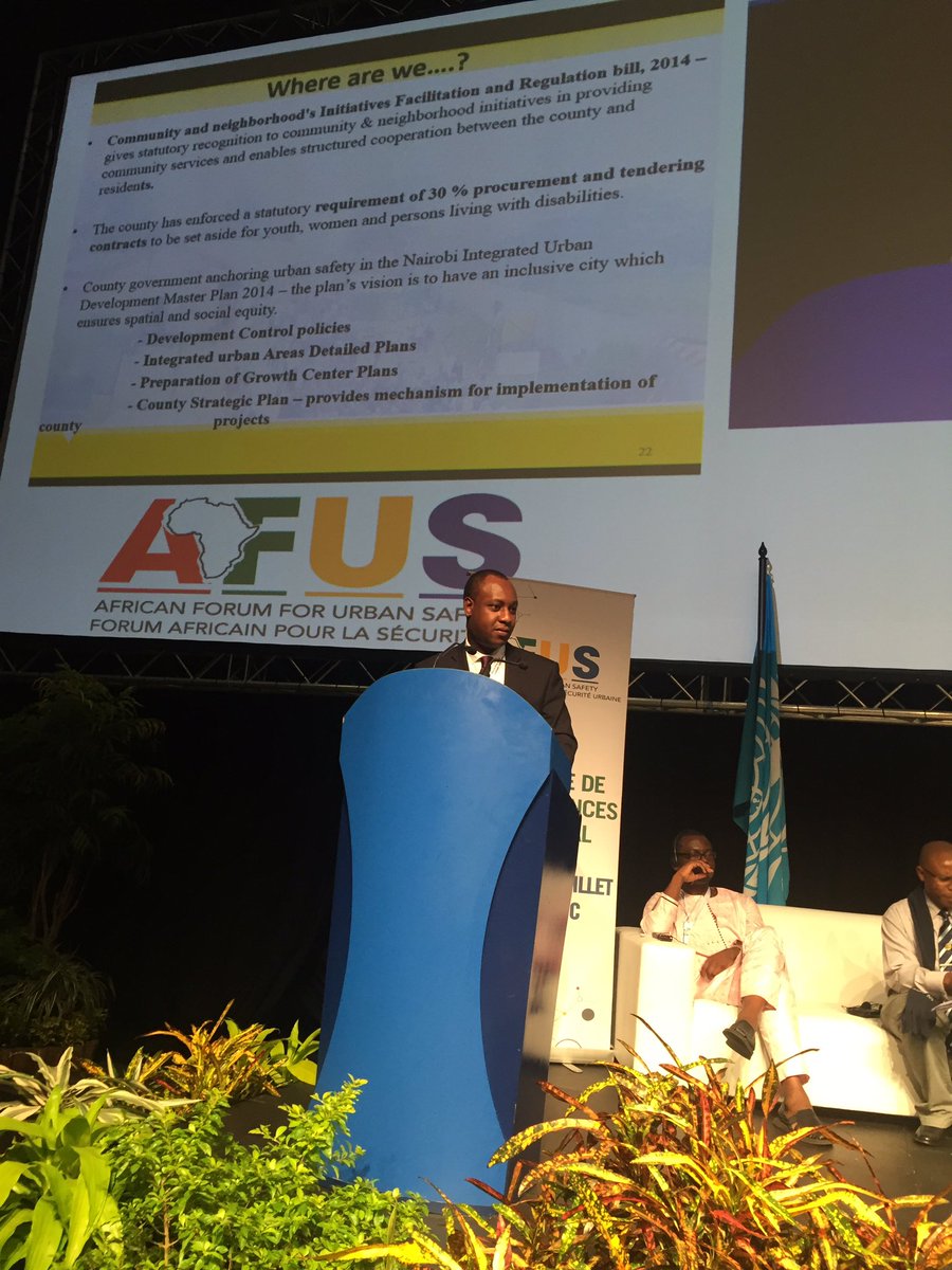 jmueke's tweet photo. Presented @county_nairobi gains on urban safety at the #AFUS2016 meeting of African leaders in Durban @KideroEvans https://t.co/87ft7pSbiP