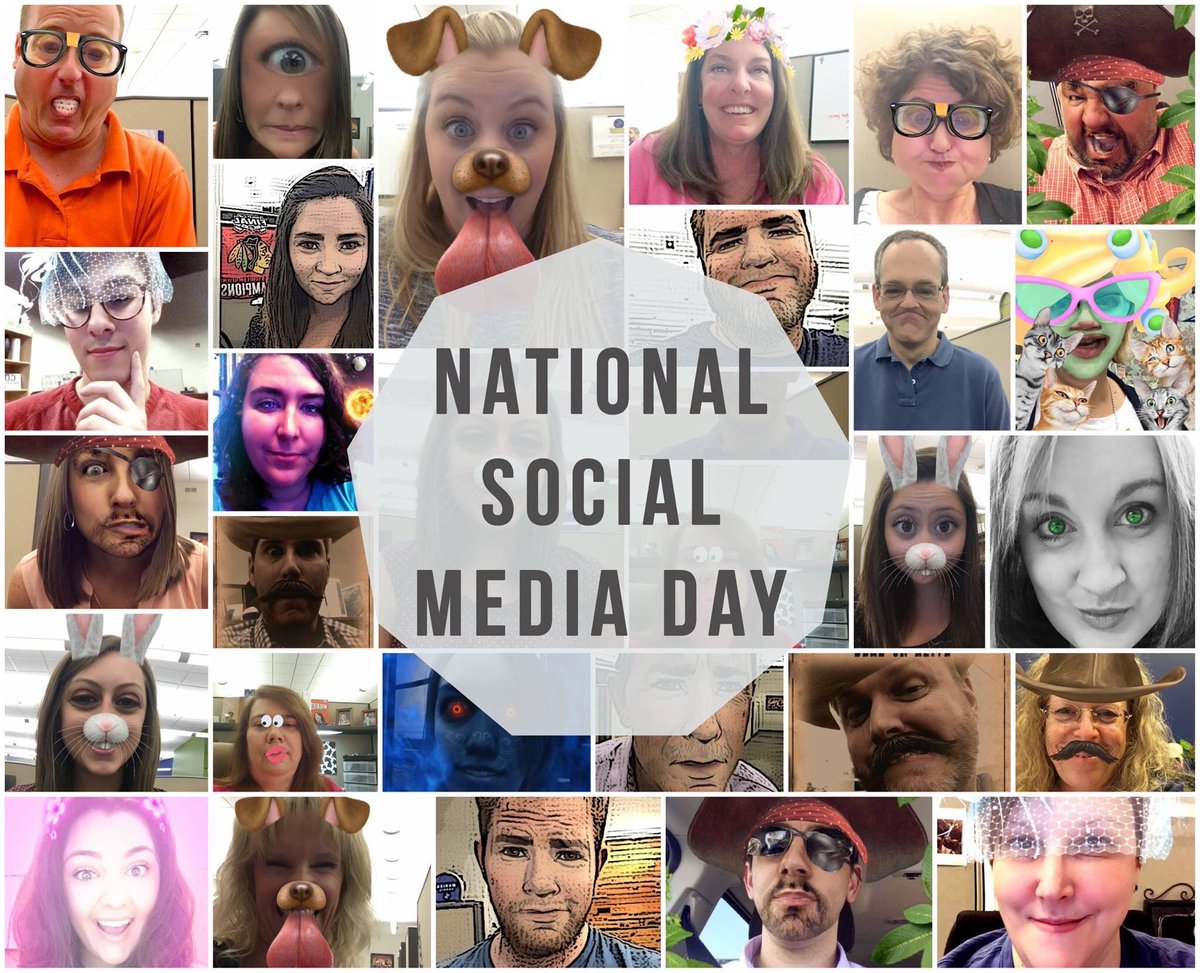 SummitSocial's tweet photo. Happy #NationalSocialMediaDay! We are celebrating with our favorite Snapchat filters! #SummitSocial https://t.co/ddsuBzMZGp