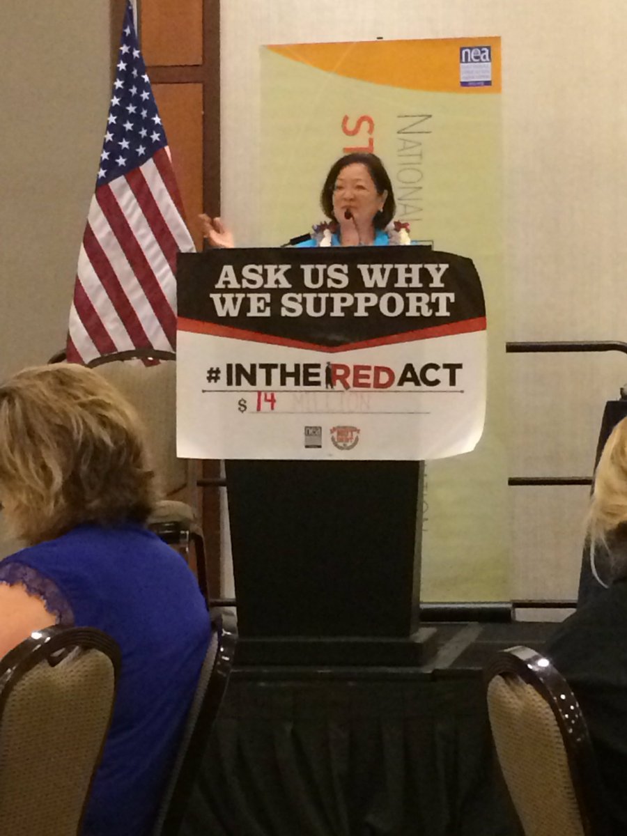 NJEAPreservice's tweet photo. @maziehirono discussing #InTheRedAct and how to make college more affordable! #EdPowered #NEASLC16 https://t.co/9fl3YqHbTj