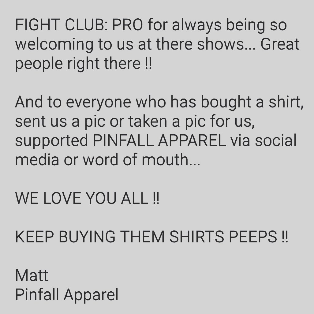 PinfallApparel's tweet photo. ANNOUNCEMENT
Thanks to everyone that's helped make #PinfallApparel a success... WE LOVE YOU ALL π
Time for a break https://t.co/j0zrupOC5l