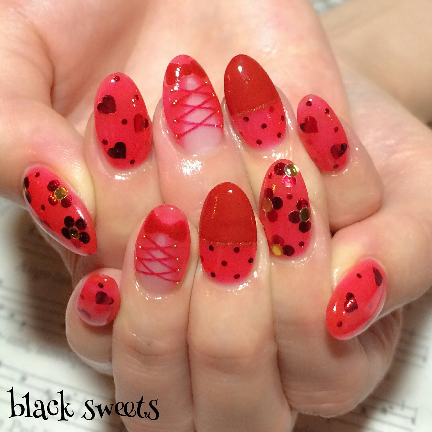 Kigi By Blacksweets Twitter ನಲ ಲ クリアレッドネイル 透明感のある赤ベースにレースアップやハートがとっても可愛いです O O T Co Wvjdqwo729 Twitter