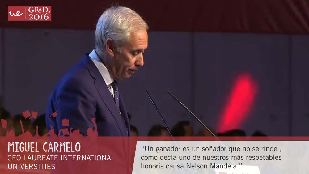 UEuropea's tweet photo. "Un ganador es un soñador que no se rinde" Miguel Carmelo en #GraduaciónUE16. https://t.co/svfMEN78rq