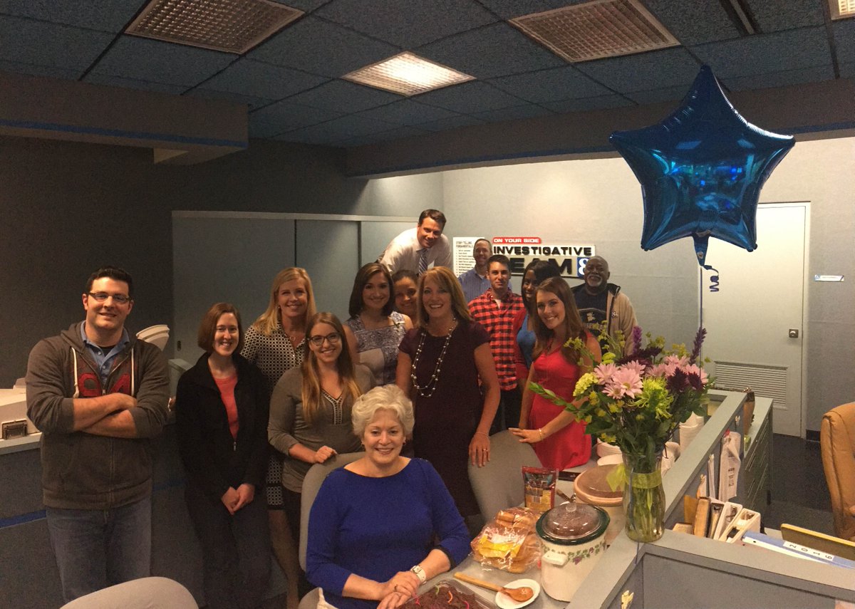 LoriWGAL's tweet photo. Here is most of our morning team as we celebrate Sandra High’s Birthday. We like our food days in the morning!! https://t.co/KhwteDkpRg