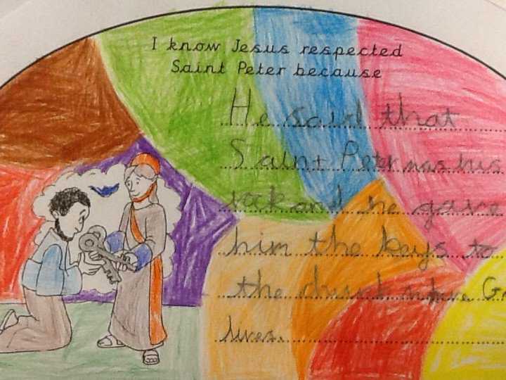 Mi55_Jackson's tweet photo. Y2: St Peter, Jesus and respect. A lovely Collective Worship activity. @Battyeford https://t.co/KVYQAMGWVq