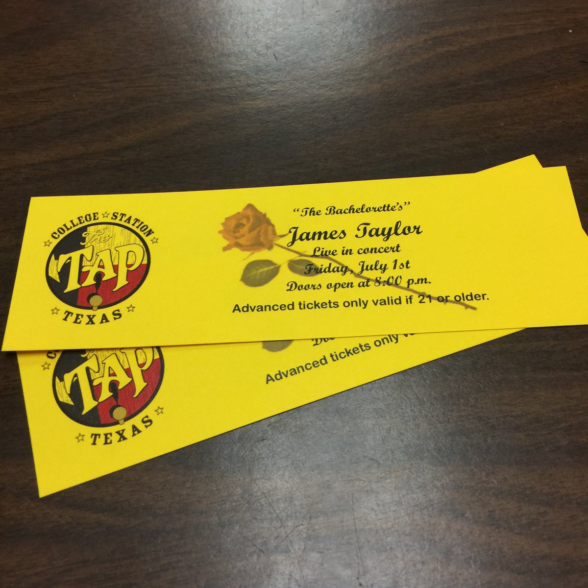 TapBcs's tweet photo. RT to win this Pair of Tix for James Taylor/Luke Pell show Friday *must be following to win  #bachelorettes https://t.co/7T10JrwPi4