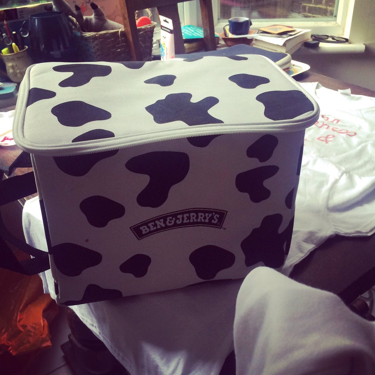 wernerspenguin's tweet photo. Just got a delivery 😊💃🍦 time for my #WichBreak - thanks Ben &amp; Jerry's! https://t.co/ret9YTFYwI