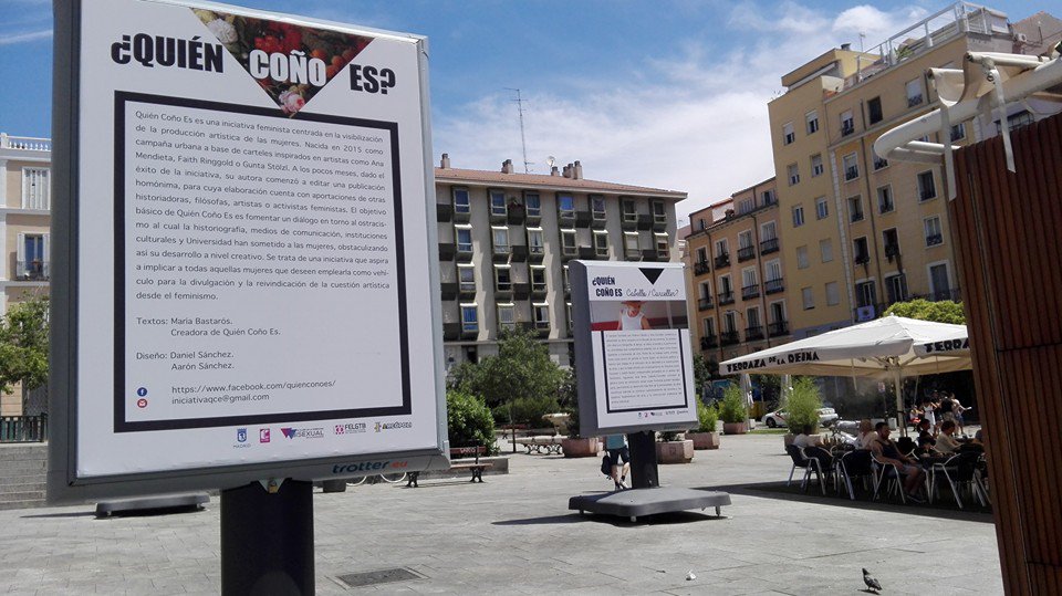 quienconoes's tweet photo. #quiéncoñoes ocupa la plaza Pedro Zerolo durante una semana con enormes carteles sobre mujeres artistas <3 !!! https://t.co/X6rasKPgyi