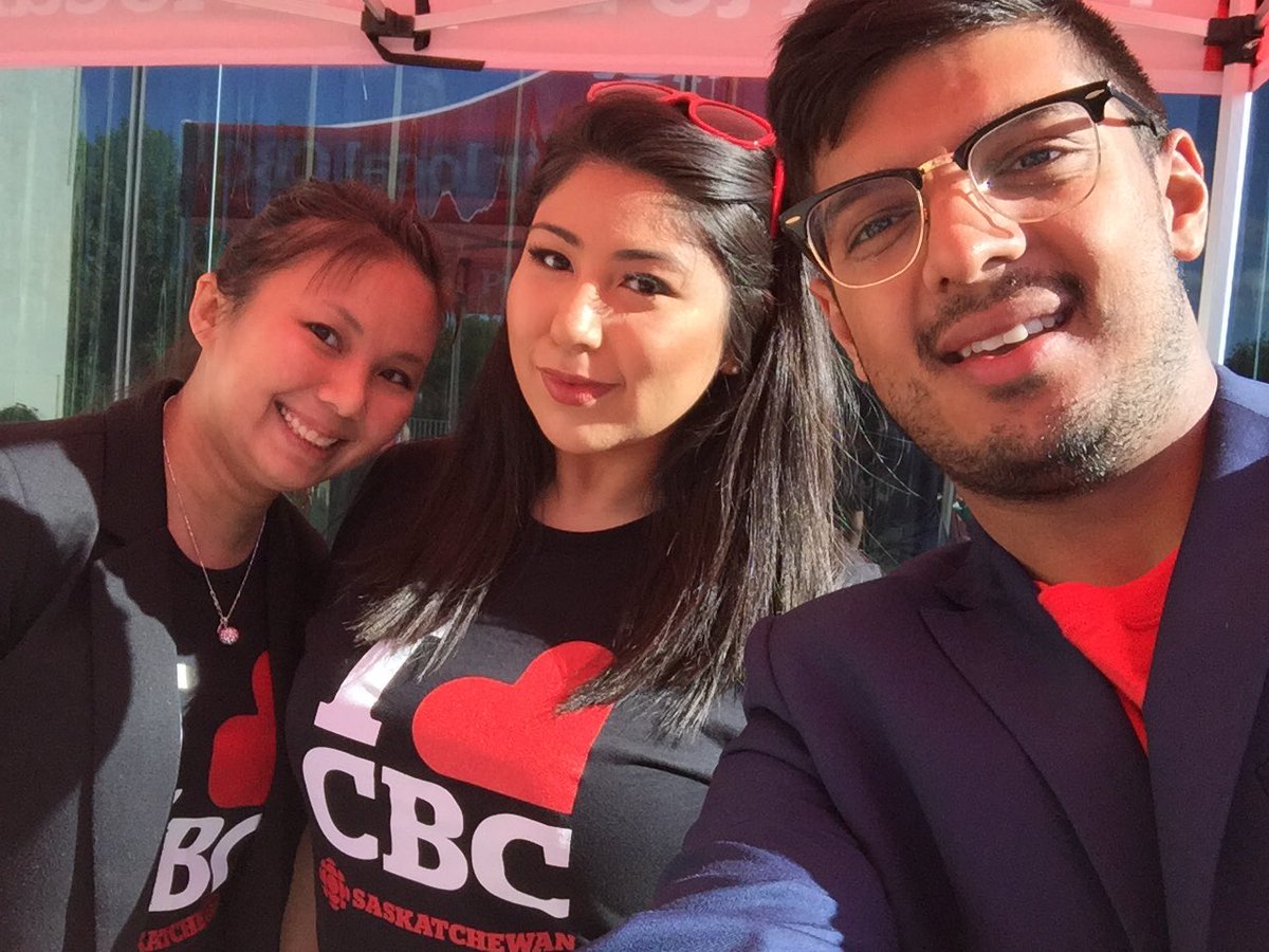 janetran's tweet photo. Team @CBCSask having so much fun at the #morningedition remote https://t.co/Zm9n1hgaPx