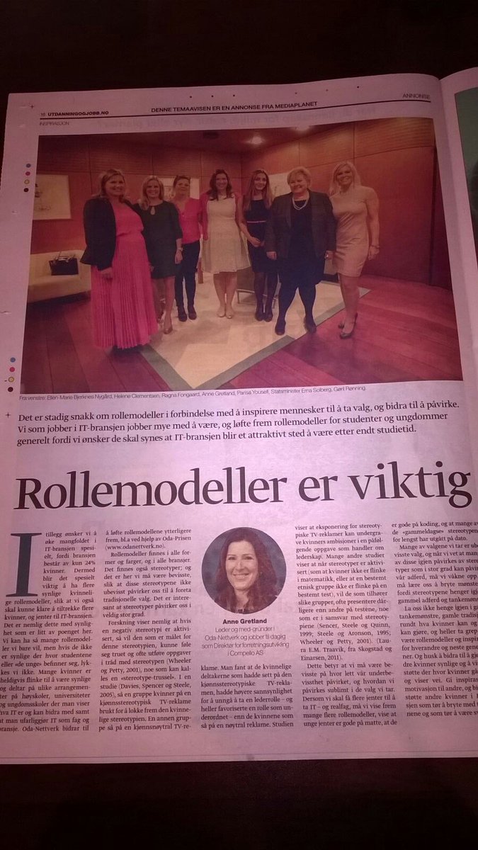 Synlige rollemodeller i IT-bransjen er viktig for å tiltrekke flere kvinner &amp; unge jenter til bransjen @AnneGretland