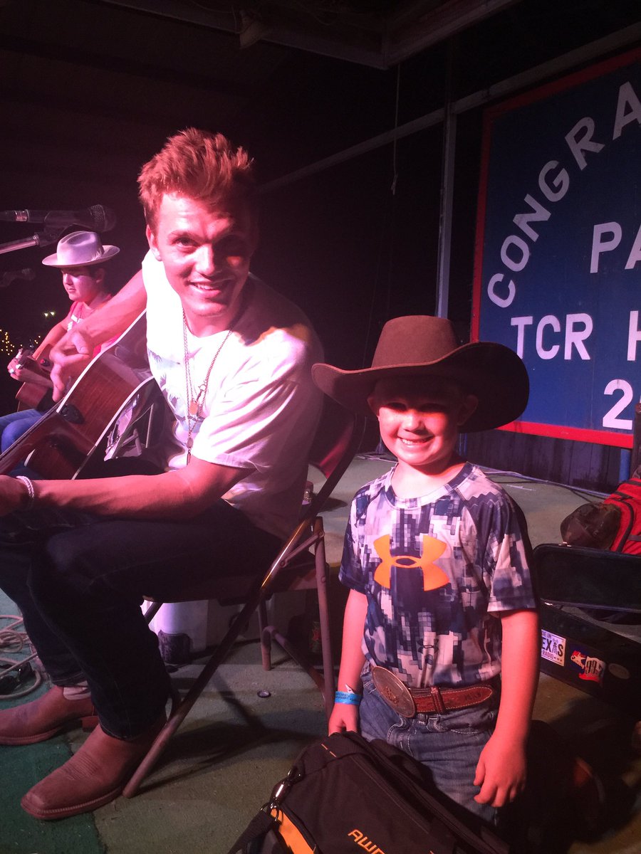 dedeguthrie's tweet image. AJ is Parkers youngest fan @ParkerMcCollum