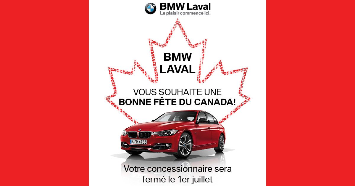 BMWLaval's tweet photo. BMW LAVAL vous souhaite une bonne fête du Canada !
BMW LAVAL wishes you a happy Canada day ! https://t.co/dyTgOZRt8G