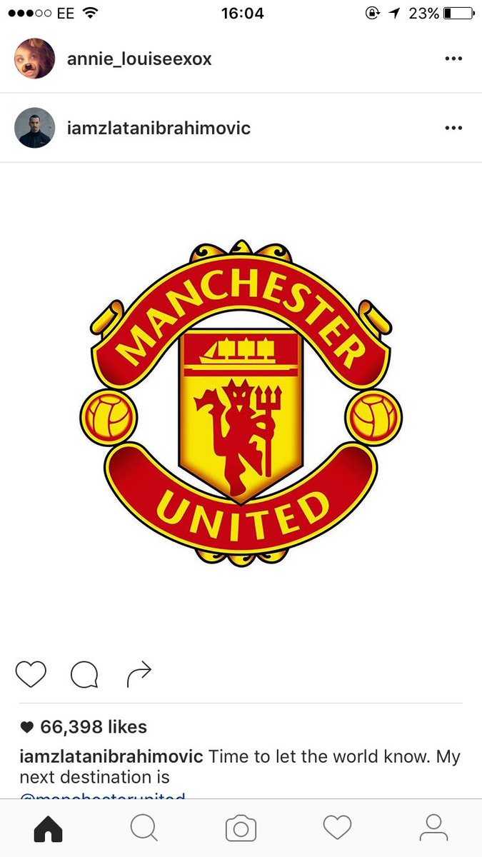 daiIybriefing's tweet photo. BREAKING: Zlatan Ibrahimovic has confirmed he is signing for Manchester Utd via Instagram. (Zlatan's IG &amp; Twitter) https://t.co/yRBzgo8Jhd