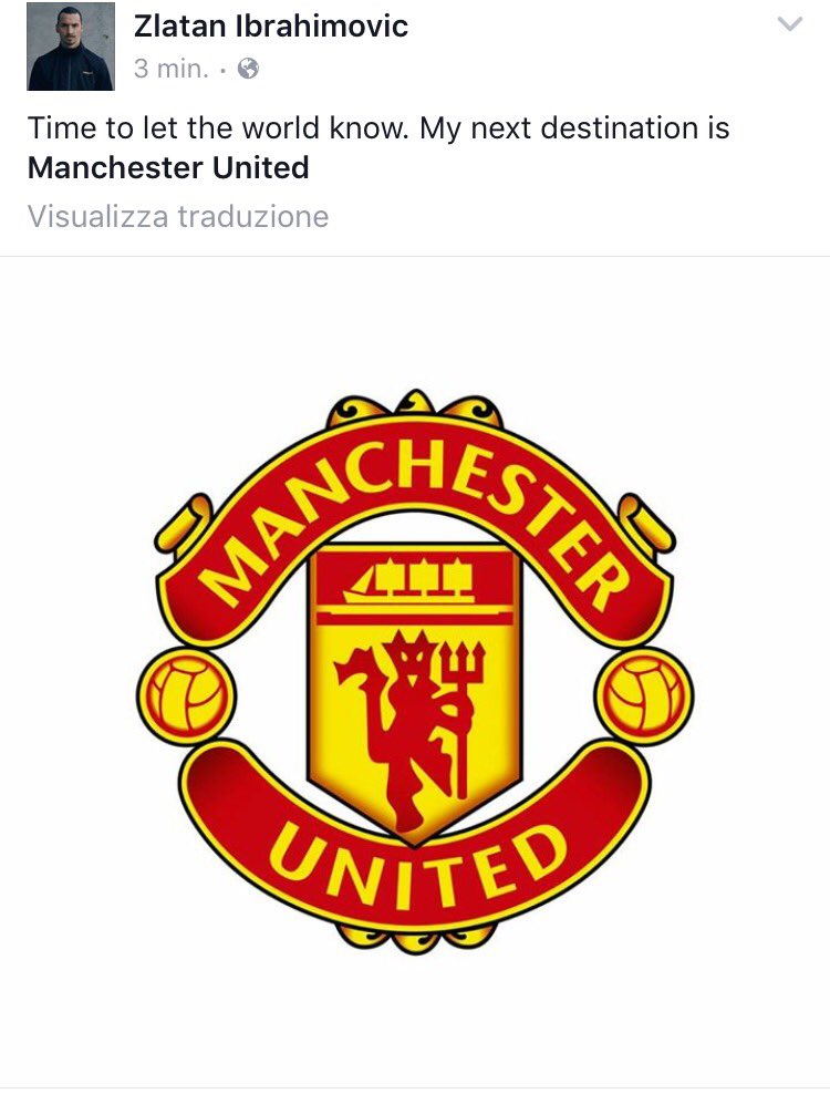 cinguettiosport's tweet photo. "Fin da bambino ho sempre sognato di giocare con questa maglia". Queste le prime parole di #Ibra con il #ManUtd. https://t.co/I5GWSgqjhx