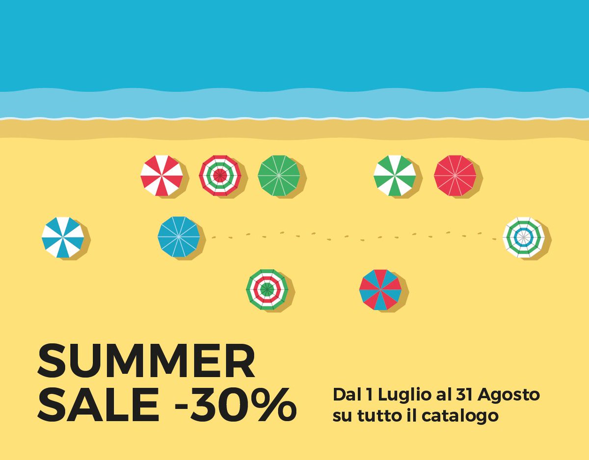 Summer sale -30% su tutto il catalogo dal 1 Luglio al 31 Agosto
