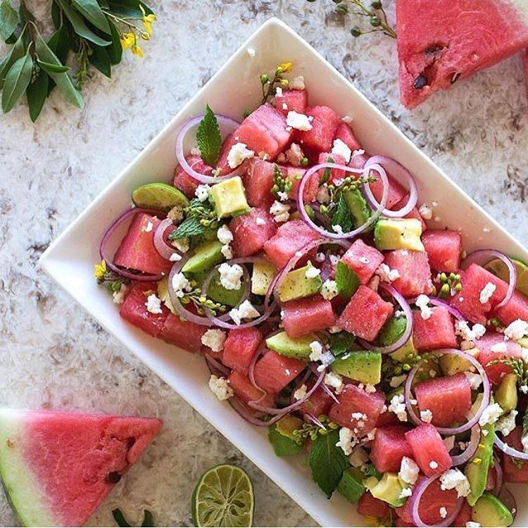 Cookin_w_Crohns's tweet photo. Watermelon salad with mint, red onion, and avocado! I think Julie Andrews said it best, "These are a few of my favo… https://t.co/4nW5yjHxRr
