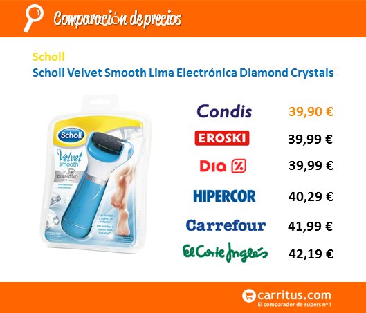 Comparación precios Scholl Lima electrónica bit.ly/2930gXF 08016 <a href="/Condislife/">Condis Supermercats</a> 39,90€ <a href="/elcorteingles/">El Corte Inglés</a> 42,19€