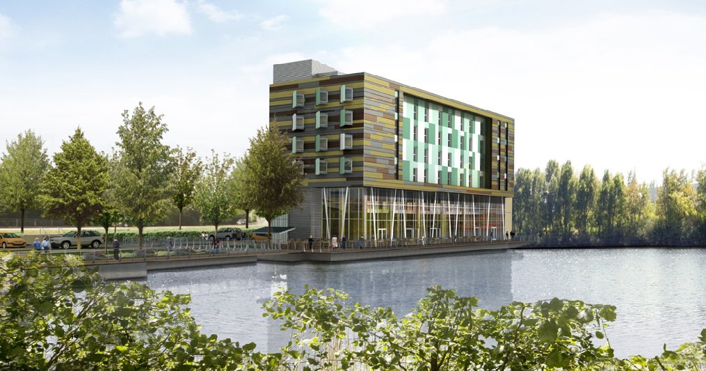 Fabulous views across the lake from the proposed lakeside hotel / restaurant, Lakeside, Thurrock