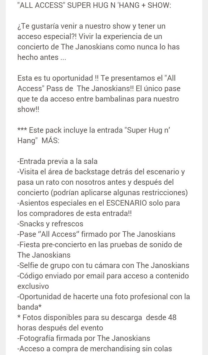 JanosUpdatesSP's tweet photo. Janoskianators! Aquí os dejo lo que incluye cada entrada y los precios! #AnotherFailEuroTour -Flori 💕 https://t.co/DdKFi8uJG6