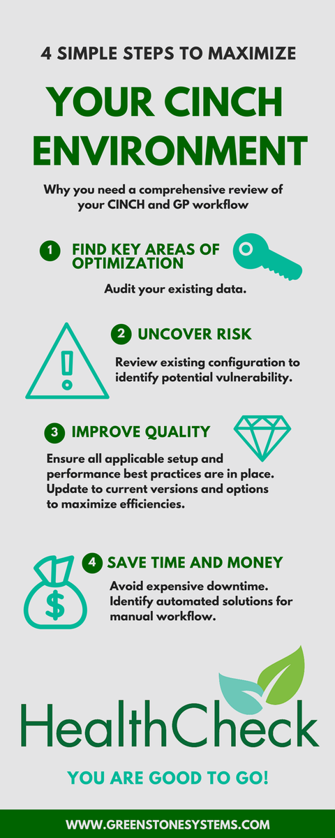 greenstonesys's tweet photo. 4 Steps to Optimize your CINCH Environment #thinkbusiness #thinkgreenstone https://t.co/eIWwQqp5Ar