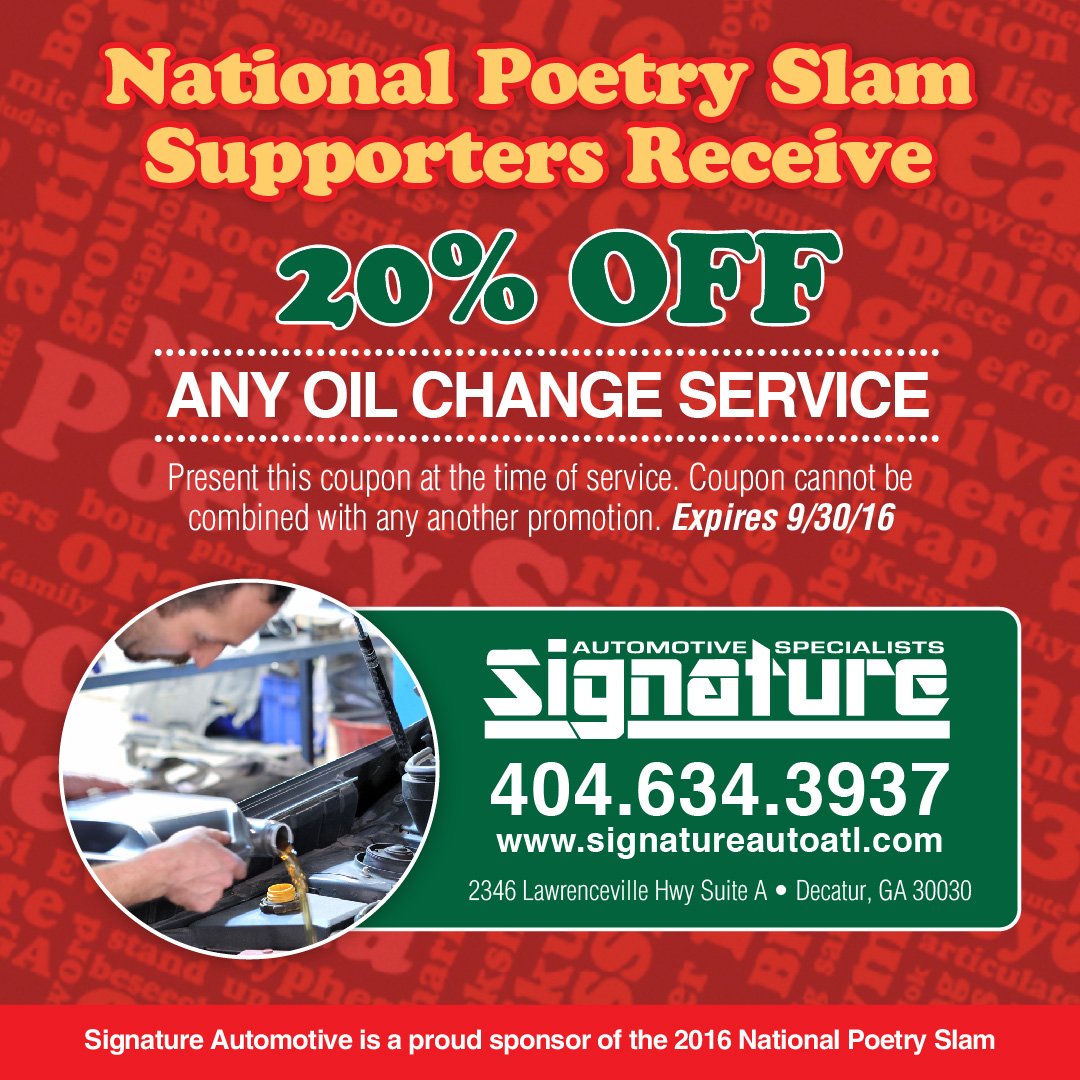 Javamonkeyslam's tweet photo. Signature Automotive Specialists is making sure that you can get to #npsdecatur w/o car issues w/ a special coupon! https://t.co/4ITsqnZUfm