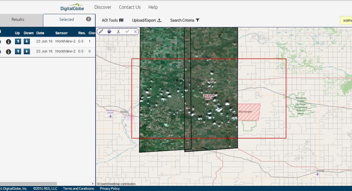 pacgeo's tweet image. Nice shot of CFB Wainwright AB collected on 23 June 2016 by #DigitalGlobe #WorldView2