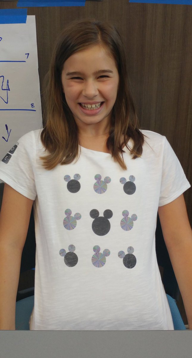 SiskindMHS's tweet image. She taught me graph paper prgming, coded her own shirt, & can't pick a fvrt thing from camp! #codingisawesome