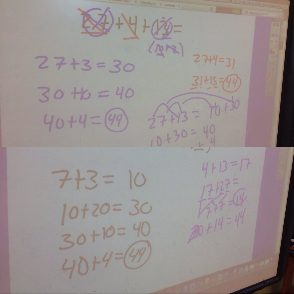 TeamPavelka's tweet photo. Getting good at "finding the tens" in our #NumberTalks #APTTFA2016 @APT_TFA https://t.co/m5VcjEwAxq