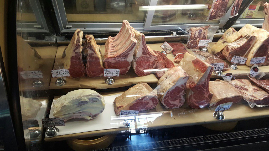 NeonPigCafe's tweet photo. Old-school butcher shop on point! Come get your July 4th wants and needs! #Moo #LocalCows #WeBreakItAllDownYall https://t.co/xJK6ilZGMi
