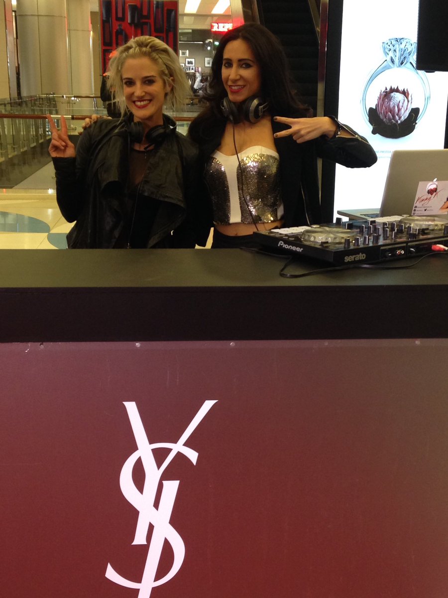 On the decks tonight <a href="/Iamfomo/">Kim Myers</a> &amp; <a href="/AbbyNurock/">Abby Nurock</a> #DoYouDare #YSLBeautySA
